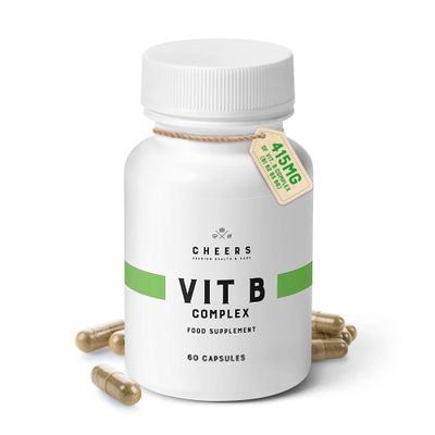 CHEERS Vitamin B Complex Supplement | 113.5mg Complete B Vitamins with B1, B2, B3, B6, B12 | High Absorption Vegan B Complex for Brain, Nerve & Immune Support | Non-GMO, DRcaps Plus | 60 Capsules