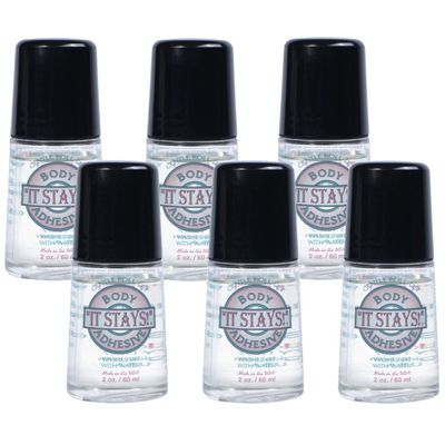 Mojo Compression Socks - It Stays! Butt Glue for Dancers Roll On - Body Adhesive Glue Applicator for Wigs, Socks, Stockings, Leotards, Bras, Costumes and Clothing - Made in USA - 2 oz (6 Pack)