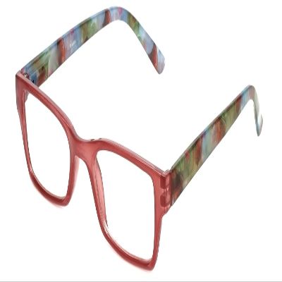Calabria R774 Designer Colorful Rectangle Reading Glasses +1.00 Rose Red Women Readers Trendy Eyeglass w/Soft Case