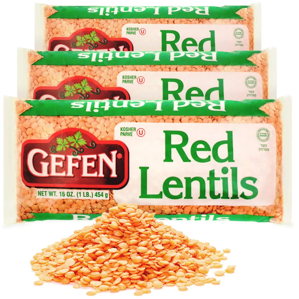 Gefen Red Lentils, 16oz (3 Pack) Great in Soups and Stews | Certified Kosher