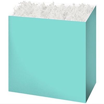 Pack Of 6, Large Solid Aqua Blue Basket Boxes 10.25 X 6 X 7.5"