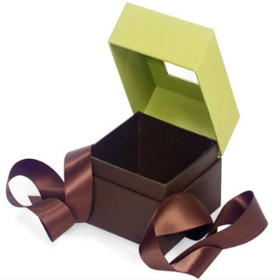 Pack Of 18, Petite Size Pistachio & Chocolate Solid Gift And Gourmet Presentation Square Box 3.75 X 3.75 X 3" W/Ribbon 17" Length