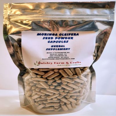 Paisley Farm and Crafts Moringa Oleifera Malunggay Seed Powder Capsules (600) - Made Fresh On Demand!