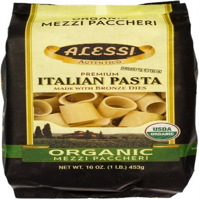 Alessi Italian Organic Mezzi Paccheri, 1 Pound (Pack of 12)
