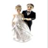 Bride on His Right in Tiara and Groom in Black Tie Cake Top 4.75" Tall view 1