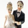 Bride on His Right in Tiara and Groom in Black Tie Cake Top 4.75" Tall view 2