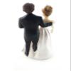 Bride on His Right in Tiara and Groom in Black Tie Cake Top 4.75" Tall view 3