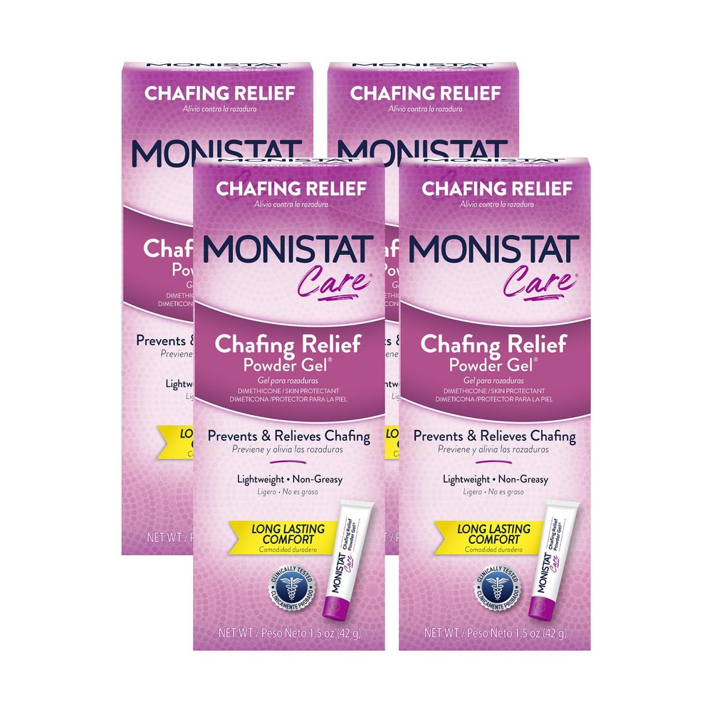 Monistat Chafing Relief Powder Gel, Long-Lasting Anti-Chafing Protection for Bikini Area, Thighs and Bra Lines, 1.5 Oz, Pack of 4