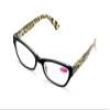2 Pairs of Stylish Classic Rectangle Reader With Spring Hinges, Women Female Leopard Temple Reading Glasses (2 Black, 3.00) view 2