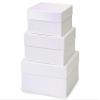 1 Set, Solid Pearl White Nested Boxes Large 3 Piece Square Gift Boxes w/White Interiors In All Occasion & Christmas Designs view 1