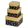 1 Set, Dot Golden Midnight Nested Boxes Small 3 Piece Square Gift Boxes w/White Interiors In All Occasion & Christmas Designs view 1