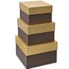 1 Set, Solid Chocolate Embossed Nested Boxes Large 3 Piece Square Gift Boxes w/White Interiors In All Occasion & Christmas Designs view 1