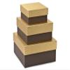1 Set, Solid Chocolate Embossed Nested Boxes Small 3 Piece Square Gift Boxes w/White Interiors In All Occasion & Christmas Designs view 1