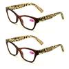 2 Pairs of Stylish Classic Rectangle Reader With Spring Hinges, Women Female Leopard Temple Reading Glasses (2 Brown, 1.50) view 1