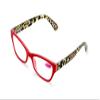 2 Pairs of Stylish Classic Rectangle Reader With Spring Hinges, Women Female Leopard Temple Reading Glasses (1 Black 1 Red, 2.50) view 3
