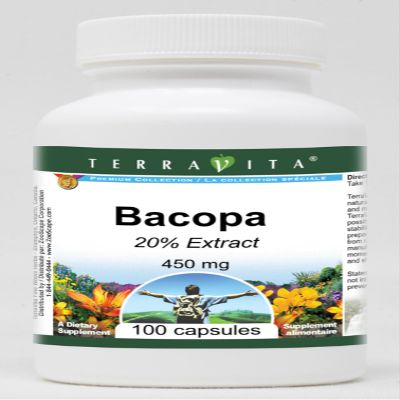 Bacopa 20% - 450 mg (100 Capsules, ZIN: 519222) - 3 Pack