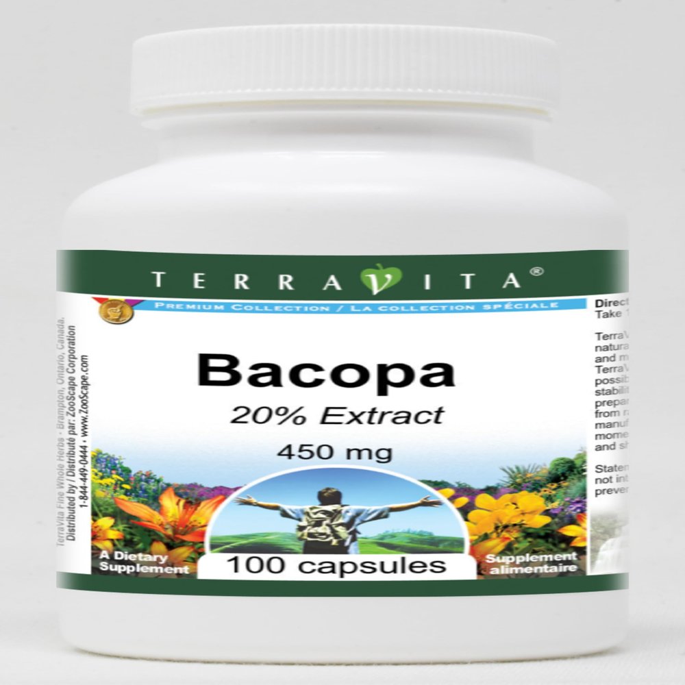 Bacopa 20% - 450 mg (100 Capsules, ZIN: 519222) - 3 Pack