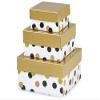 1 Set, Golden Holiday Dots Nested Boxes Small 3 Piece Square Gift Boxes w/White Interiors In All Occasion & Christmas Designs view 1