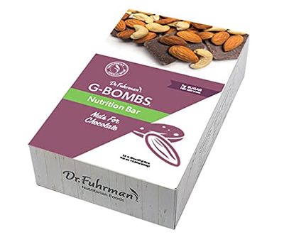 Dr. Fuhrman G-BOMBS Nutrition Bar, Nuts for Chocolate, Plant Based Protein, Organic Fruits, Vegetables, Nuts and Seeds  No Added Sugar, Sweetened Only With Real Fruit, 12 Pack