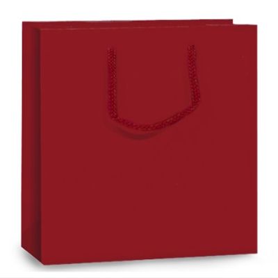 Pack Of 100, Solid Red Matte Medium Gift Bags 13 X 5 X 10" w/Cardboard Bottom Inserts & Coordinating Cord Handles