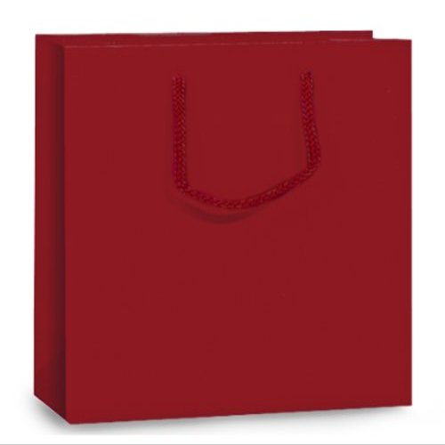 Pack Of 100, Solid Red Matte Medium Gift Bags 13 X 5 X 10" w/Cardboard Bottom Inserts & Coordinating Cord Handles