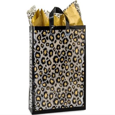 Pack Of 100, Queen Leopard Safari Plastic Bags 3 Mil Shopping Bags 16 X 6 X 16" For Gift Packaging