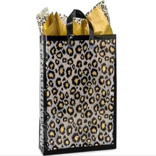Pack Of 100, Queen Leopard Safari Plastic Bags 3 Mil Shopping Bags 16 X 6 X 16" For Gift Packaging