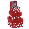 1 Set, Polka Dot Red Nested Boxes Small 3 Piece Square Gift Boxes w/White Interiors In All Occasion & Christmas Designs view 1