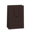 Pack Of 100, Solid Chocolate Matte Jewel Gift Bags 6.5 X 3.5 X 6.5" w/Cardboard Bottom Inserts & Coordinating Cord Handles view 1