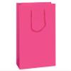 Pack Of 100, Solid Hot Pink Matte Cub Gift Bags 8 X 4 X 10" w/Cardboard Bottom Inserts & Coordinating Cord Handles view 1