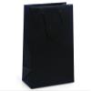 Pack Of 100, Solid Black Matte Cub Gift Bags 8 X 4 X 10" w/Cardboard Bottom Inserts & Coordinating Cord Handles view 1