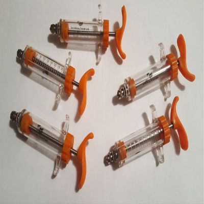 5 PCS Dose Syringe 20mL Unbreakable Plastic Barrel Luer Lock Livestock Veterinary
