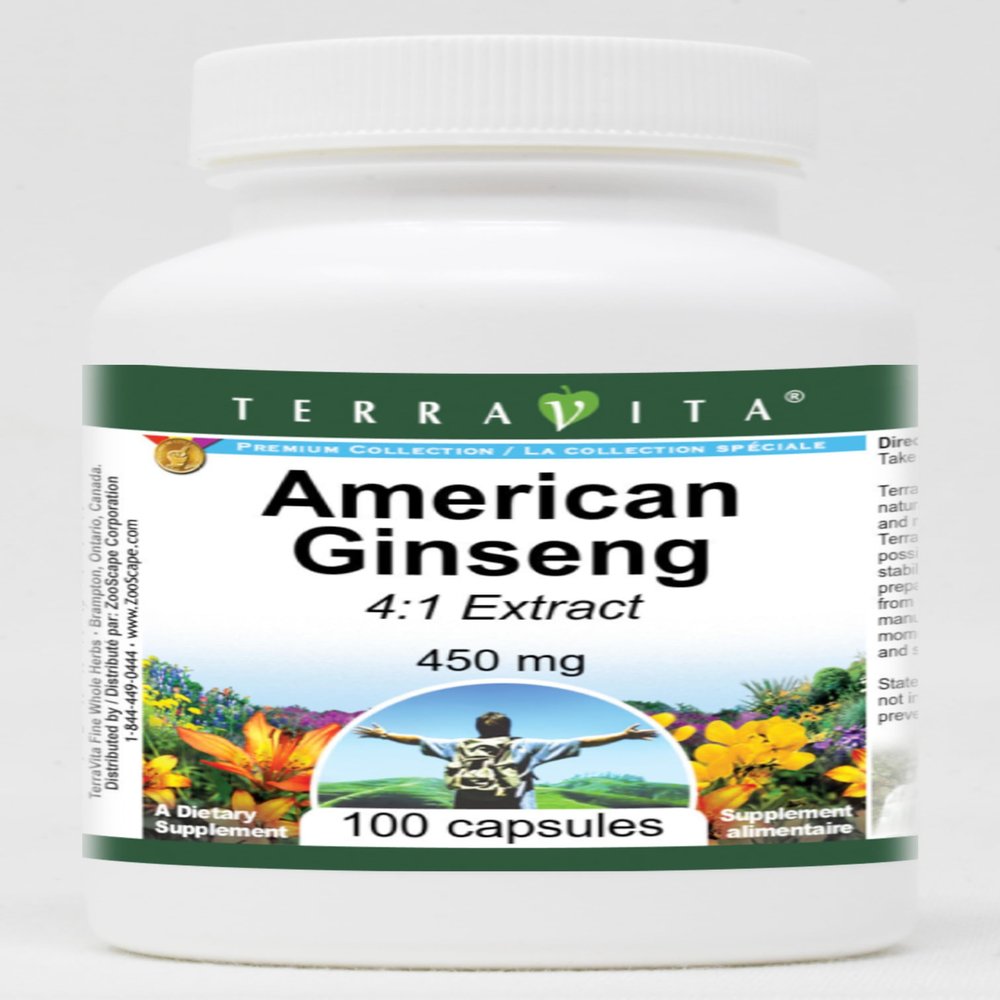 American Ginseng 4:1-450 mg (100 Capsules, ZIN: 520227) - 3 Pack