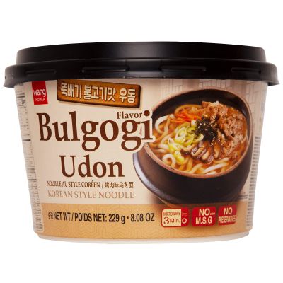 Wang Korean BBQ Bulgogi Flavored Udon Noodle Bowl - No MSG Added, No Preservatives - 290 Calories Per Meal - Convenient and Instant Meal, Ready in 3 Minutes - Microwaveable Bowl (Pack of 1)