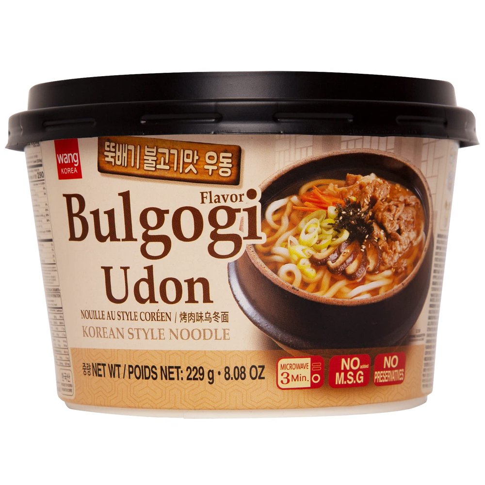 Wang Korean BBQ Bulgogi Flavored Udon Noodle Bowl - No MSG Added, No Preservatives - 290 Calories Per Meal - Convenient and Instant Meal, Ready in 3 Minutes - Microwaveable Bowl (Pack of 1)