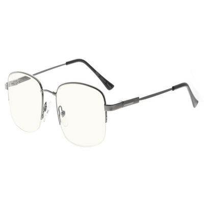 Eyekepper Blue Light Blocking Reading Glasses Bendable Titanium Memory Readers Half-Rim Computer Glasses, Light Amber Tinted Lenses (Gunmetal,+3.50)