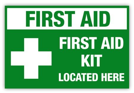 First Aid Kit Located Here Sign, 5" X 3.5"