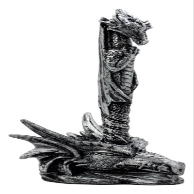 Ebros Gift Ink Of Fire Spirit Leviathan Pen With Dragon Head Base Holder Figurine 6.5" H Office Desktop Accessory Stationery Dungeons And Dragons Medieval Accent