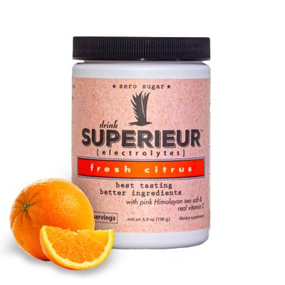 Superieur Electrolytes Plant Based Electrolyte Supplement w/Sea Minerals for Hydration & Recovery Keto Friendly, Non-GMO, Zero Sugar, Vegan Healthy Sports Drink Powder Citrus (70 Servings)