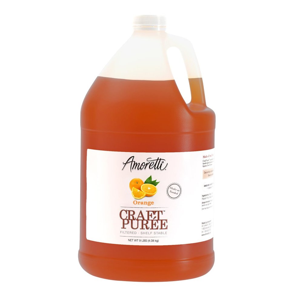 Amoretti - Orange Craft Puree 9 lbs, Perfect for flavoring Cocktail, Brewing, Beer, Wine, alcoholic beverages, and Mocktail, Drink Mix, Mixers, Made of Real Fruit, No Preservatives