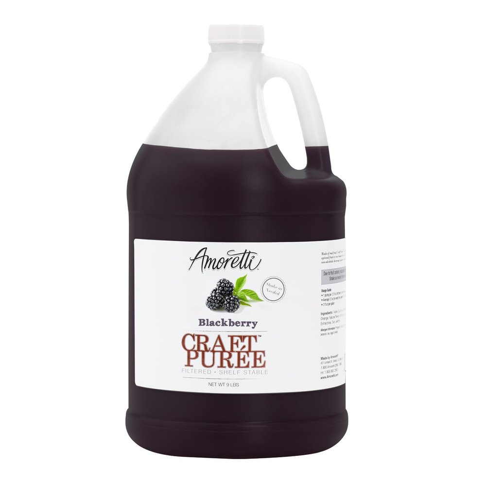 Amoretti - Blackberry Craft Puree 9 lbs, Perfect for flavoring Cocktail, Brewing, Beer, Wine, alcoholic beverages, and Mocktail, Drink Mix, Mixers, Made of Real Fruit, No Preservatives