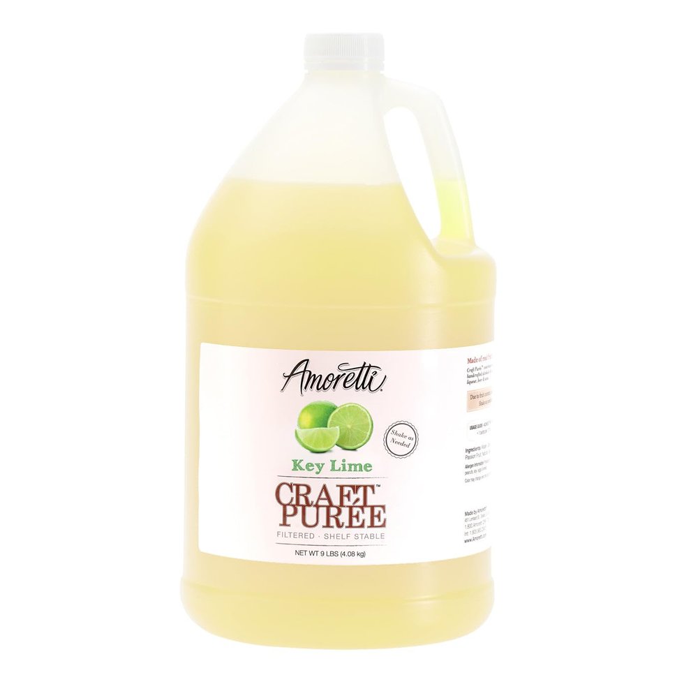 Amoretti - Key Lime Craft Puree 9 lbs - Perfect for Brewing, Cocktails, and other Beverages, Made of Real Fruit, No Preservatives, Filtered, Super Concentrated, Fully Pasteurized, TTB Registered