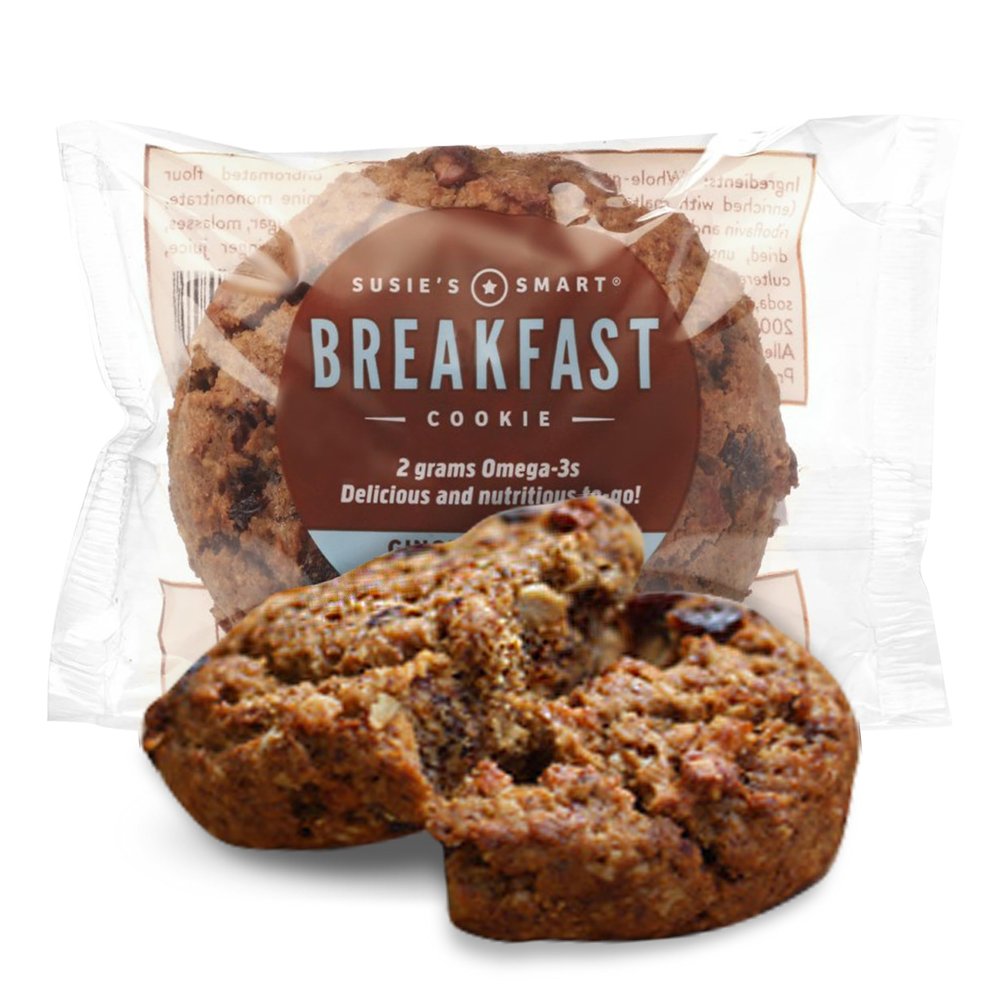 Susie's Smart Breakfast Cookie Gingered Apple Healthy Omega-3s and Protein Rich Soft Chewy, 3.57, Apple, 63 Oz (Pack of 18)