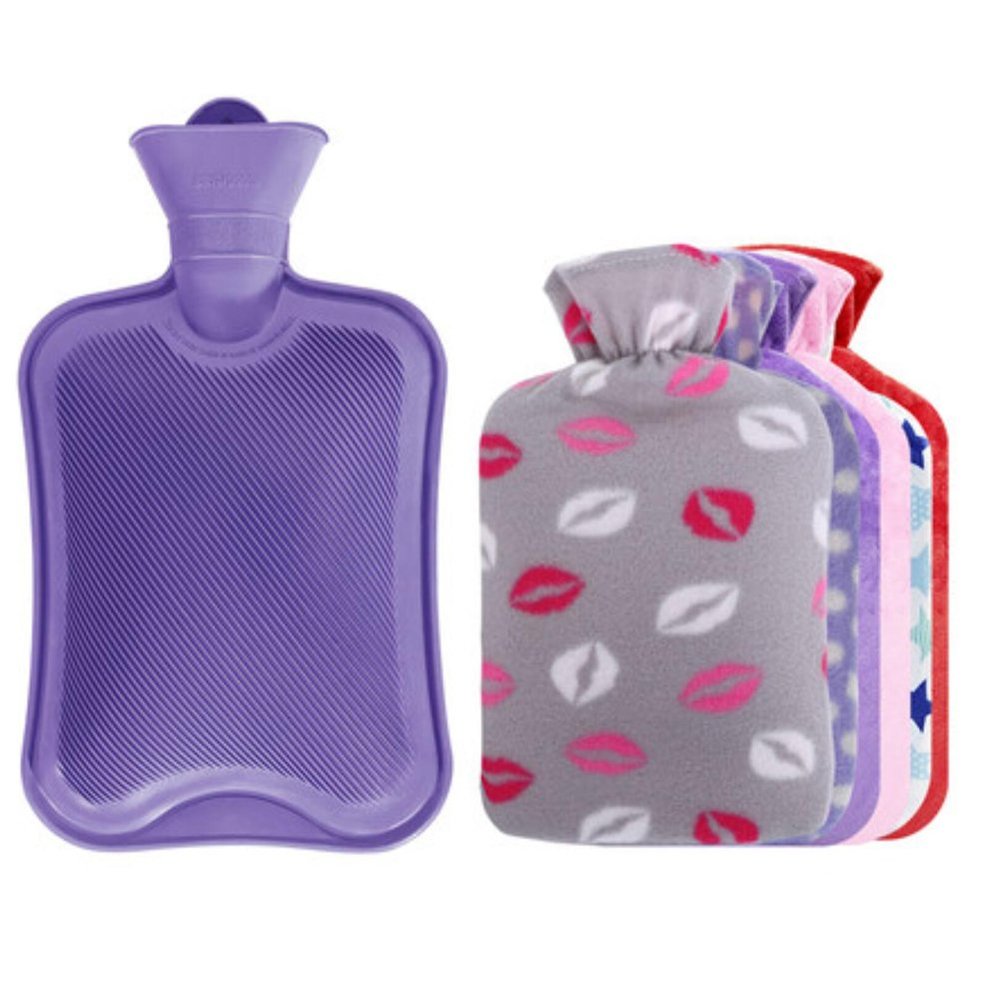 1.8L Hot Water Bottle +Random Flannel Cover Hot & Cold Relief #03
