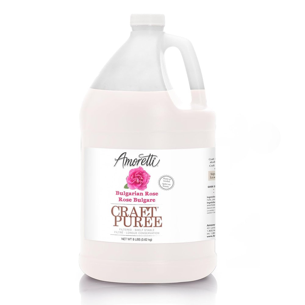 Amoretti - Bulgarian Rose Craft Puree 8 lbs, Perfect for flavoring Cocktail, Brewing, Beer, Wine, alcoholic beverages, and Mocktail, Drink Mix, Mixers, Made of Real Fruit, No Preservatives