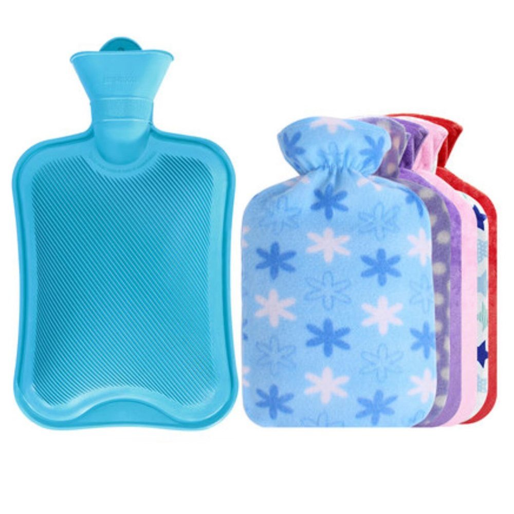 1.8L Hot Water Bottle +Random Flannel Cover Hot & Cold Relief #02