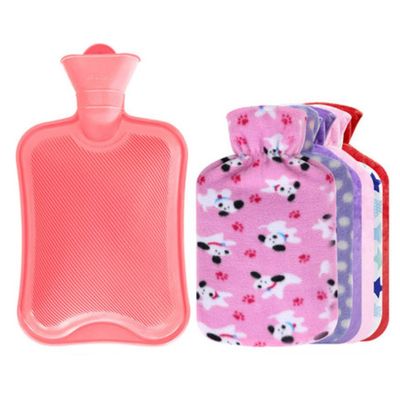 1.8L Hot Water Bottle +Random Flannel Cover Hot & Cold Relief #01