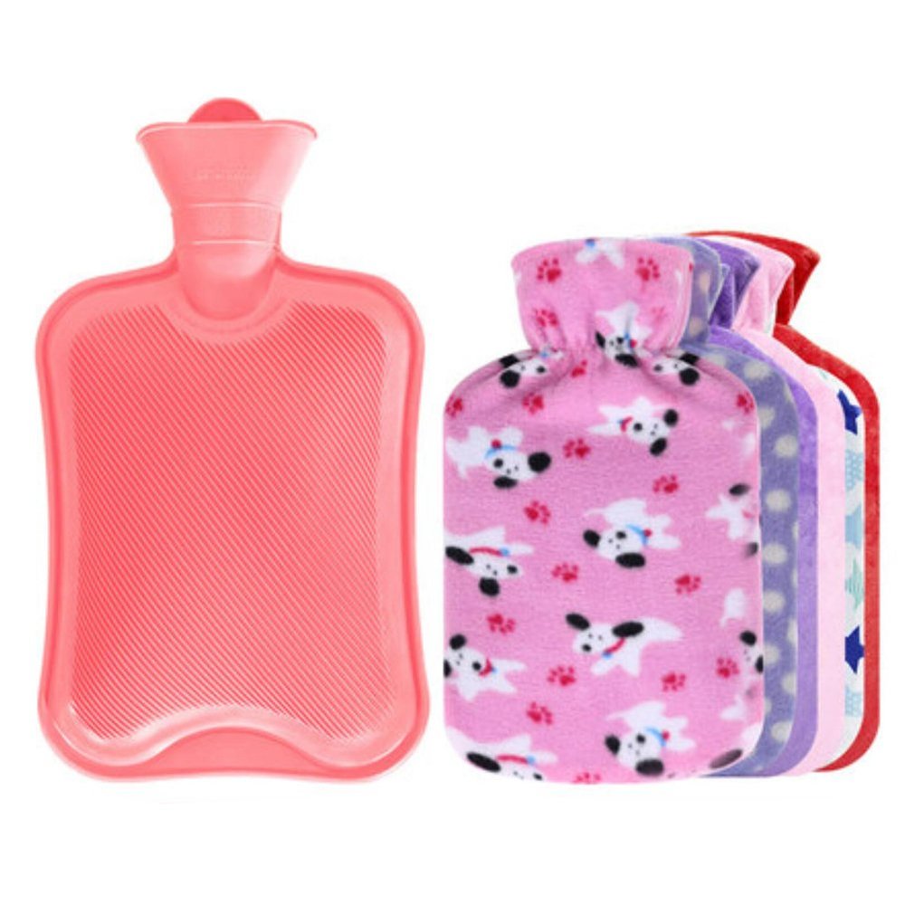 1.8L Hot Water Bottle +Random Flannel Cover Hot & Cold Relief #01