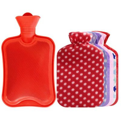1.8L Hot Water Bottle +Random Flannel Cover Hot & Cold Relief #04