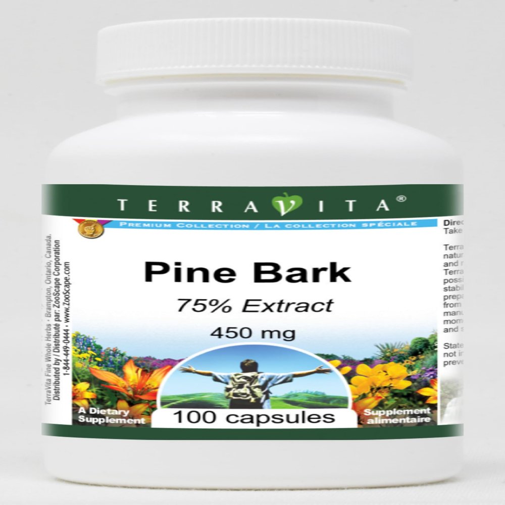 Pine Bark 75% - 450 mg (100 Capsules, ZIN: 521817) - 3 Pack
